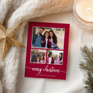 Postal Collage de 3 fotos guión corto Feliz Navidad