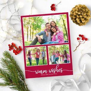 Postal Collage de 4 fotos Deseos Cálidos Navidad Moderna