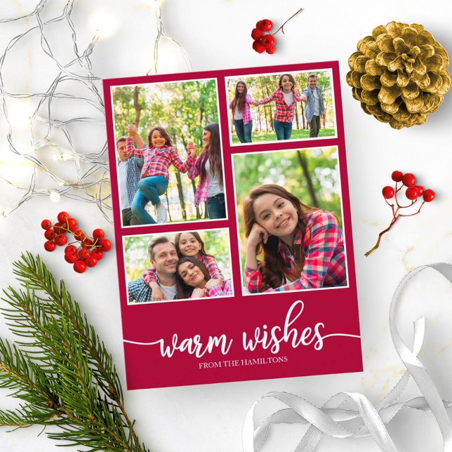 Postal Collage de 4 Fotos Deseos Cálidos Navidad Moderna (Subido por el creador)
