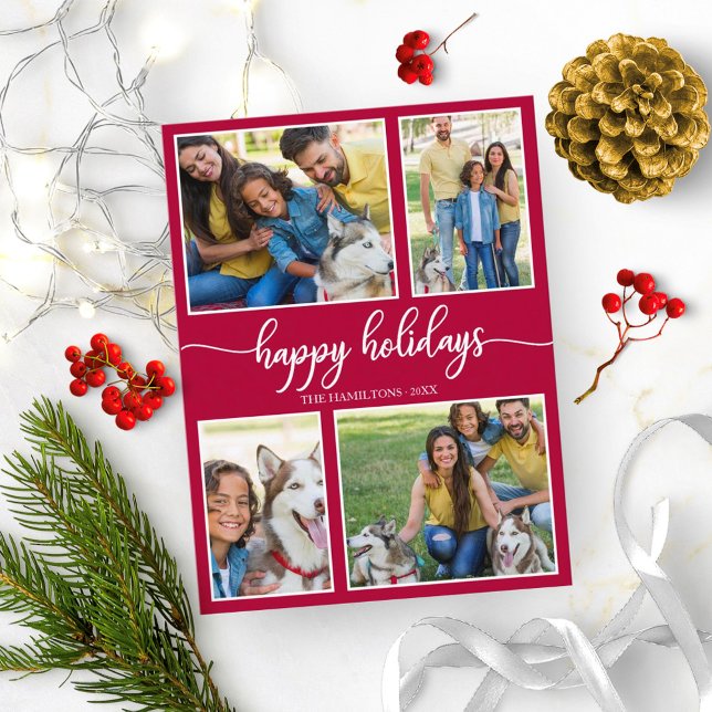 Postal Collage de 4 fotos Felices vacaciones Navidades mo (Subido por el creador)