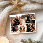 Postal Collage de 5 fotos Chic Letra Merry Christmas Negr<br><div class="desc">Tarjeta postal Collage de 5 fotos Chic Letra Merry Christmas Negro</div>