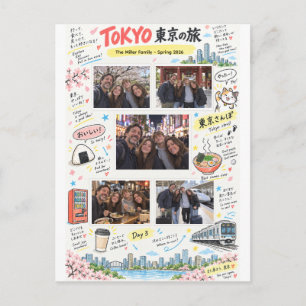 Postal Collage de 5 fotos de viaje a Tokio Japón Zine de