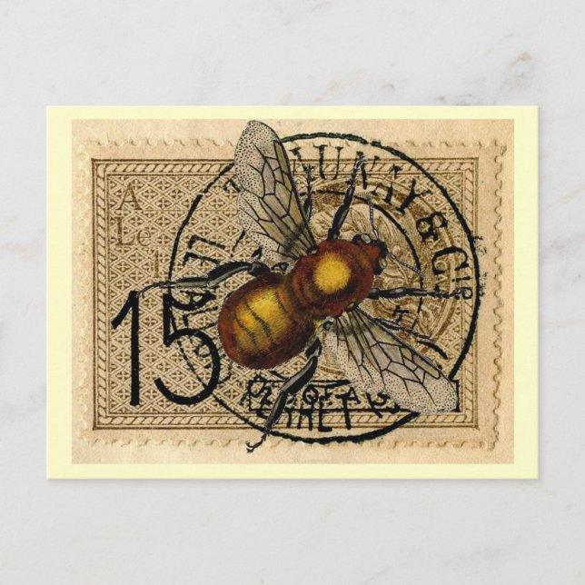 Postal Collage de abejas de época (Anverso)