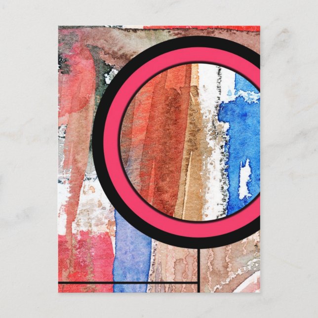 Postal collage de arte abstracto, medios mixtos y acuarel (Anverso)
