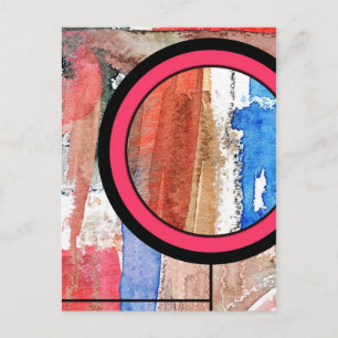 Postal collage de arte abstracto, medios mixtos y acuarel