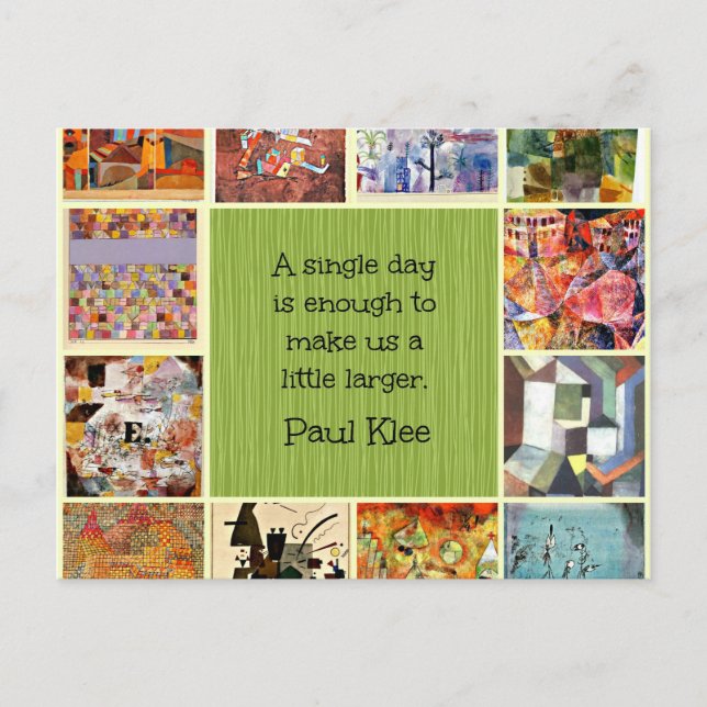 Postal Collage de arte Paul Klee con cita (Anverso)