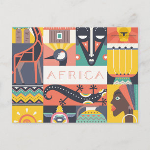 Postal Collage de arte simbólico africano