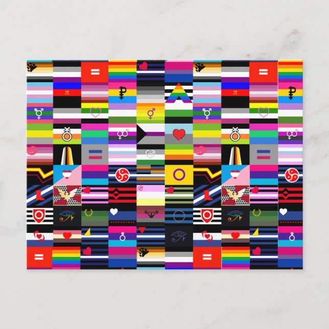 Postal Collage de Banderas del Orgullo (Anverso)