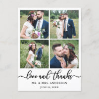 Collage de boda de caligrafía 4 fotos agradecimien