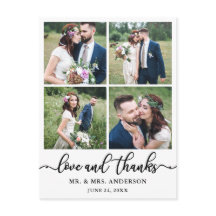 Collage de boda de caligrafía 4 fotos Gracias