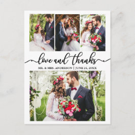 Postal Collage de boda de caligrafía Amor Gracias 4 Foto