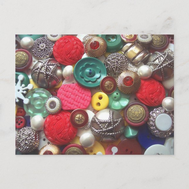 Postal Collage de botones rojo y verde (Anverso)