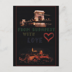 Postal Collage de Budapest sobre fondo negro