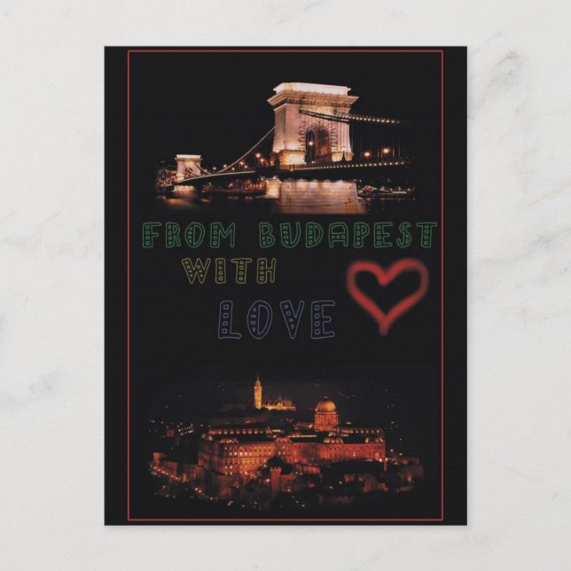 Postal Collage de Budapest sobre fondo negro (Anverso)