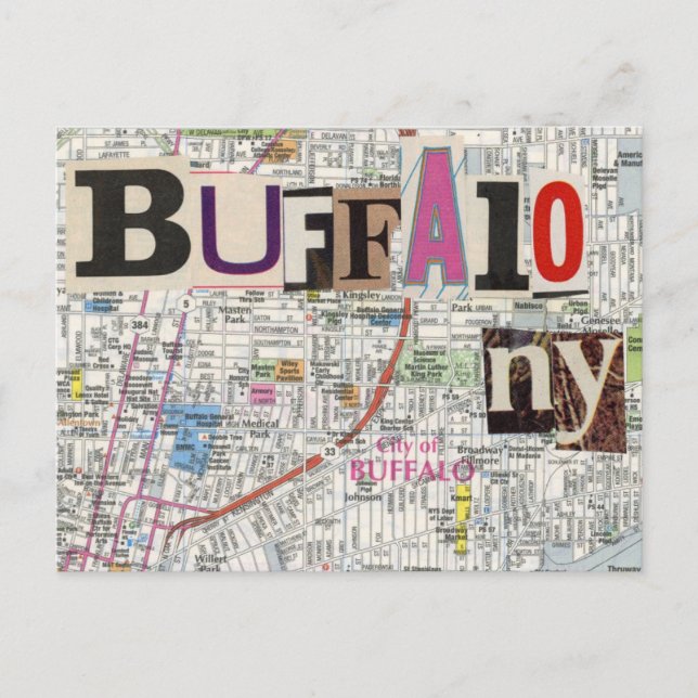 Postal Collage de Buffalo NY Maps (Anverso)