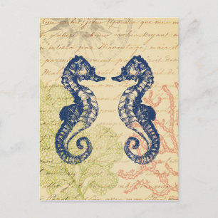 Postal Collage de caballos del Mar Azul
