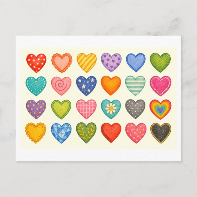 Postal Collage de Corazones (Anverso)