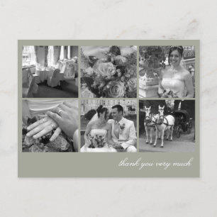 Postal Collage de cuadrícula verde 6 fotos recuerdos grac