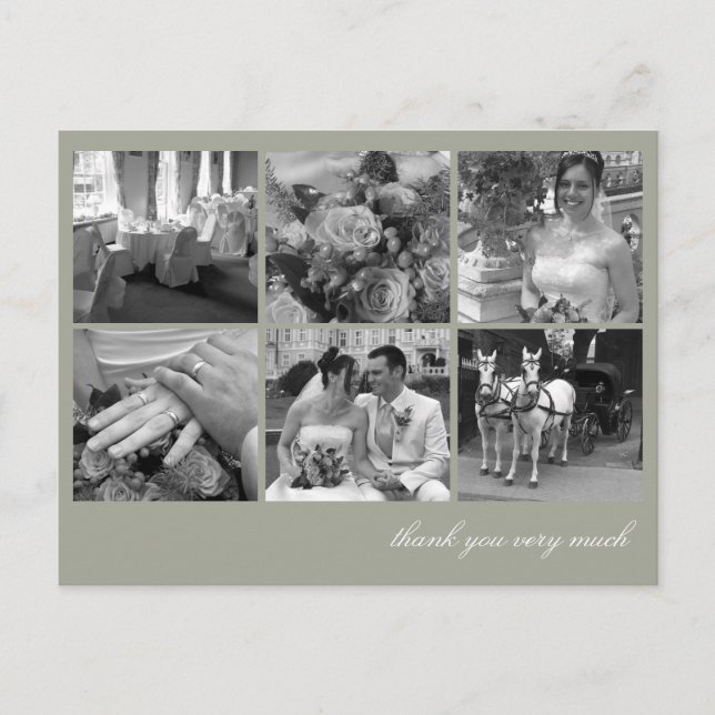 Postal Collage de cuadrícula verde 6 fotos recuerdos grac (Anverso)