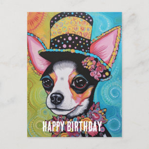 Postal Collage de cumpleaños de perros mixtos Chihuahua