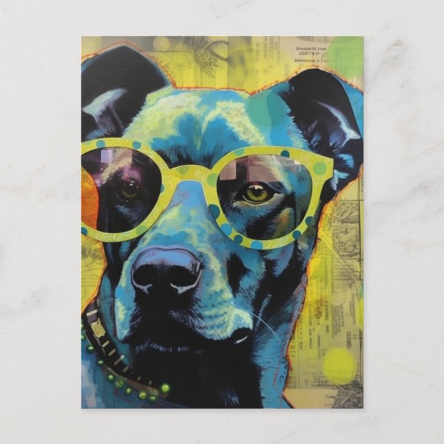 Postal collage de Cute Dog in Glasses (Anverso)