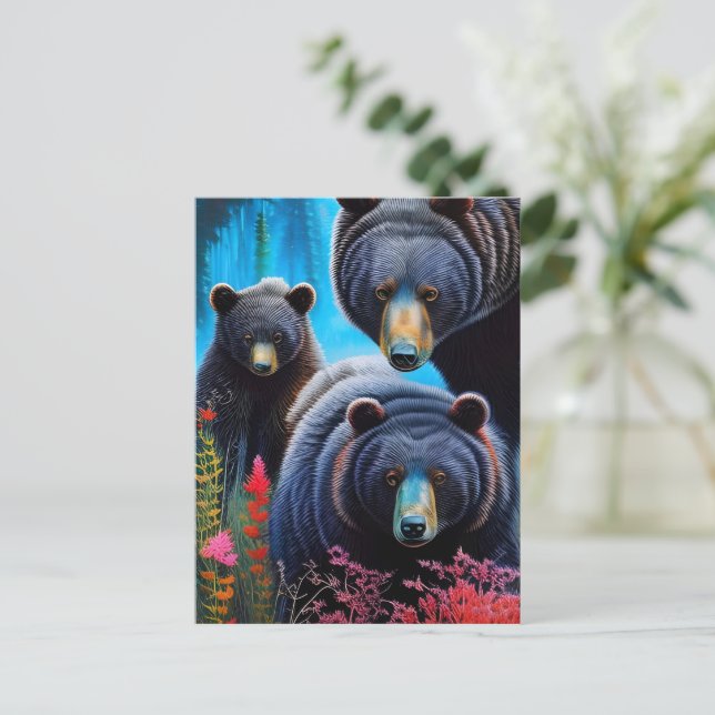 Postal Collage de familia de osos (Anverso de pie)