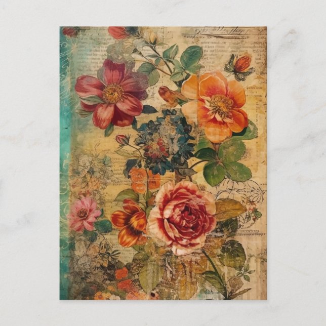 Postal Collage de Flor Adorable (Anverso)