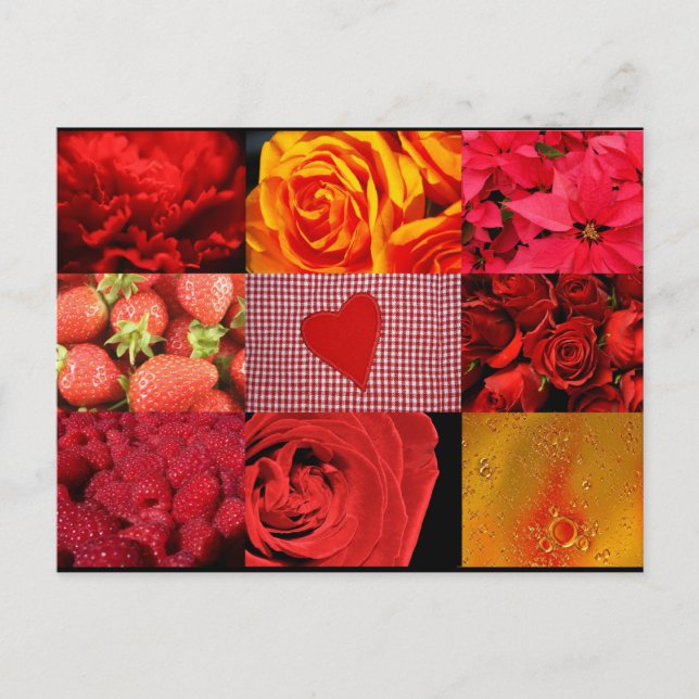 Postal Collage de fotografías rojas (Anverso)