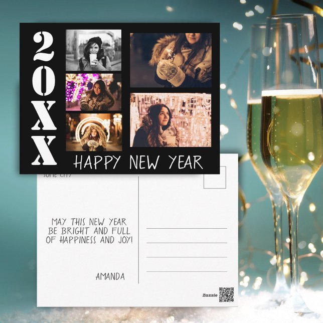 Postal Collage de fotos Black Happy New Year 2023 5 (Subido por el creador)