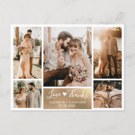 Postal Collage de fotos Blanco de Oro Presupuestario Grac