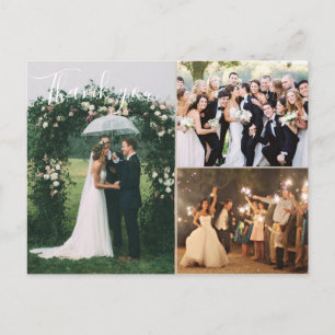 Postal Collage de fotos boda Gracias Blank Back