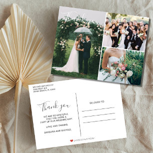 Postal Collage de fotos boda Gracias Postcard