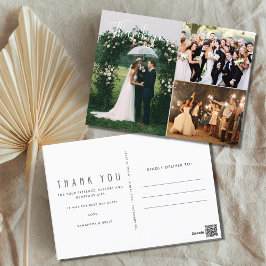 Postal Collage de fotos boda Gracias Postcard