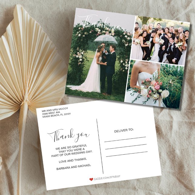 Postal Collage de fotos boda Gracias Postcard (Subido por el creador)