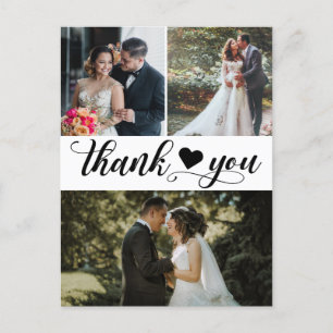 Postal Collage de fotos Boda moderno Gracias