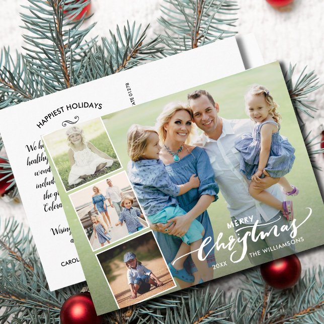 Postal Collage de fotos con letras de mano de navidad mod (Subido por el creador)