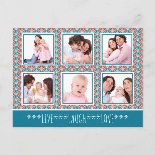 Postal Collage de fotos con patrón de ventilador decorati (Anverso)