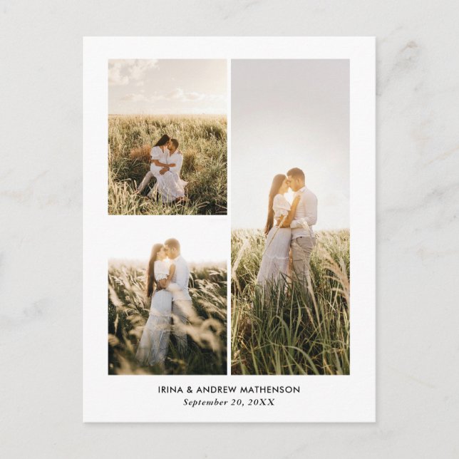 Postal Collage de fotos de agradecimiento con letra elega (Anverso)