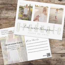 Postal Collage de fotos de guión de caligrafía de oro par