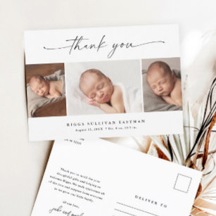 Postal Collage de fotos de guión simple: Gracias bebé