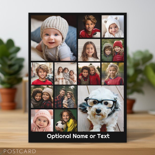 Postal Collage de fotos de Instagram - Hasta 14 fotos Neg (Personalized Photo Postcard)