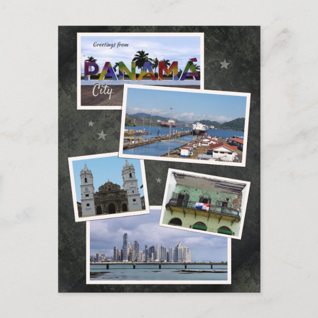 Postal Collage de fotos de la ciudad de Panamá (Anverso)