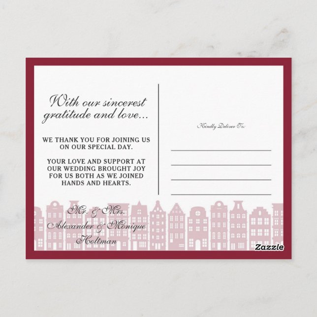 Postal Collage de Fotos de las Casas del Canal de Amsterd (Reverso)