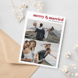 Postal Collage de fotos de Matrimonio y Matrimonio con Na<br><div class="desc">Merry & Married: Comparte tu amor con Navidades Minimalistas Postales Celebra la temporada de amor y unión con nuestras postales de Navidades Minimalistas 'Merry & Married'. Diseñadas para capturar la esencia de tu primera Navidad como pareja casada, estas postales no muestran una, sino tres preciadas fotos de los recién casados....</div>