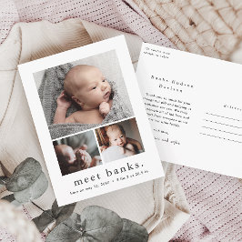 Postal Collage de Fotos de Nombre Moderno Gracias al Bebé