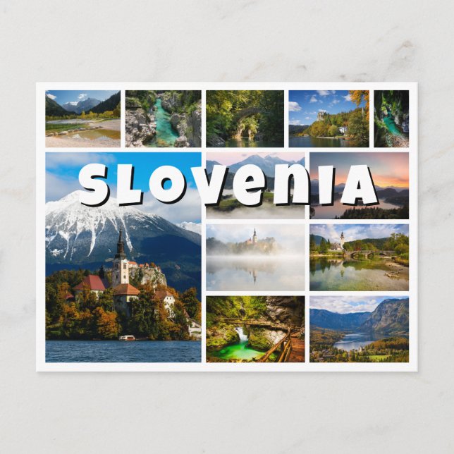 Postal Collage de fotos de recuerdo de Eslovenia (Anverso)
