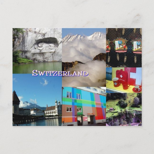 Postal Collage de fotos de Suiza (Anverso)