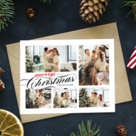 Postal Collage de fotos de tipografía navideña