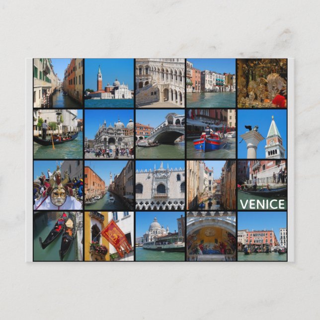 Postal Collage de fotos de Viajes de Venecia Italia (Anverso)