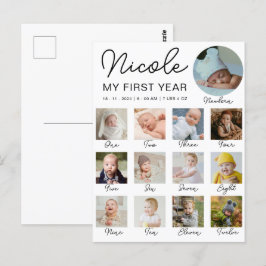 Postal Collage de Fotos del Primer Año del Bebé 12 Meses 